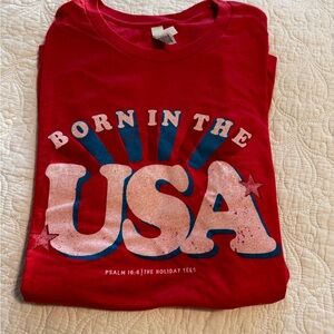 Bella Canvas Red "Born In The USA" Graphic Tee NWOT